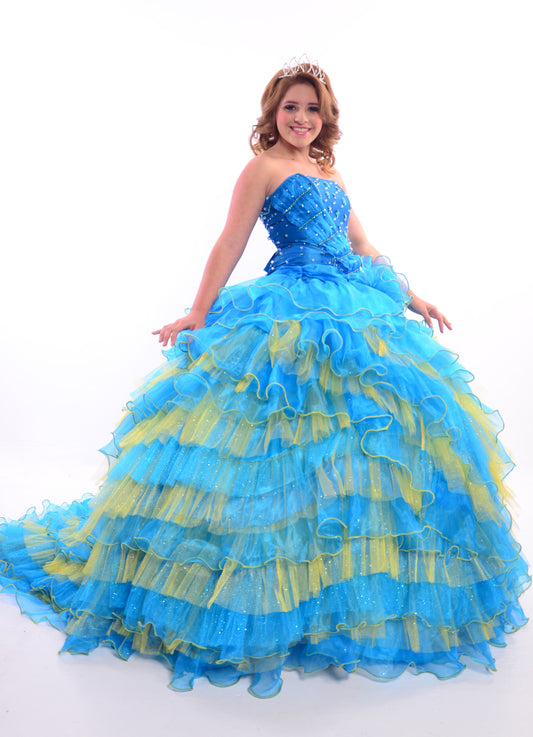 Quinceanera Turquoise Haute Couture