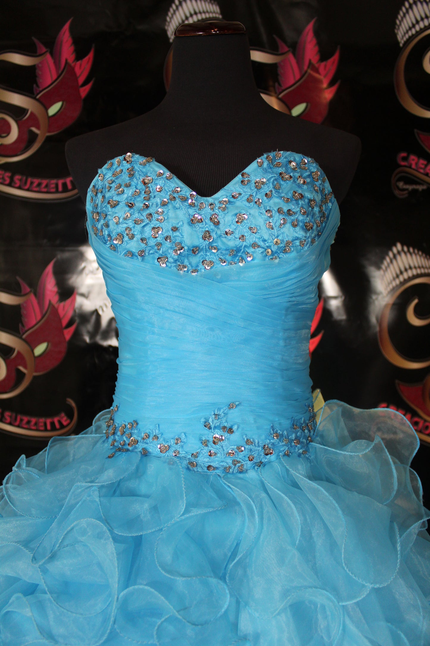 Quinceañera Fashion Bright Blue Ruffles