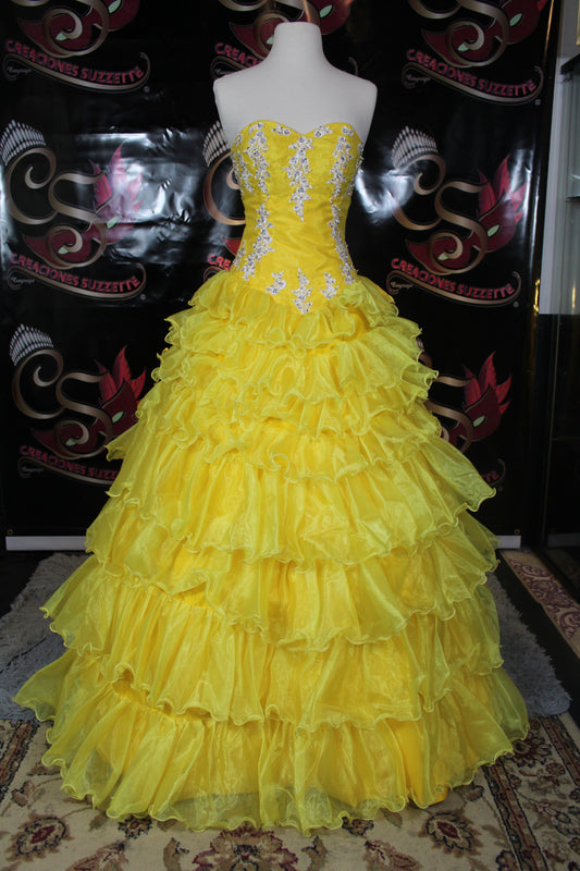 Quinceañera Fashion Yellow Ruffles