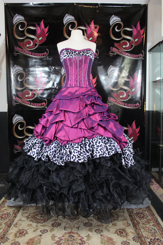 Quinceañera Fashion Purple Leopard Dress