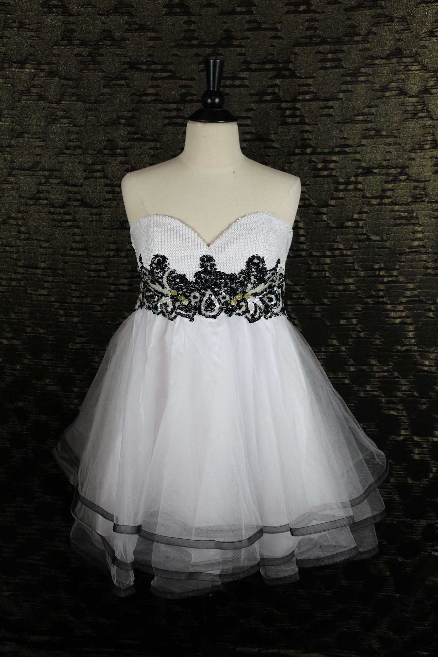 Fashion Teen White Black Lace Dress